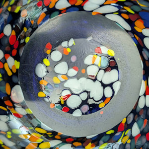 Large Hand-Blown Confetti Art Glass Vase – Murano Style Blue Splatter, Heavy Weight (c. 1960) 💎✨🇮🇹