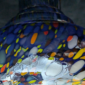 Large Hand-Blown Confetti Art Glass Vase – Murano Style Blue Splatter, Heavy Weight (c. 1960) 💎✨🇮🇹