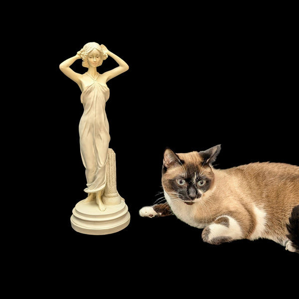 White Poly Resin Statue of a Woman by Unknown Maker (Neoclassical Style), Circa Late 20th Century 🏛️⚪✨