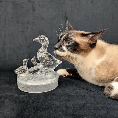 RCR Bleikristall-Gänsefamilienfigur von Royal Crystal Rock (Kristall, Italien), ca. 1980er Jahre 🦢💎🇮🇹