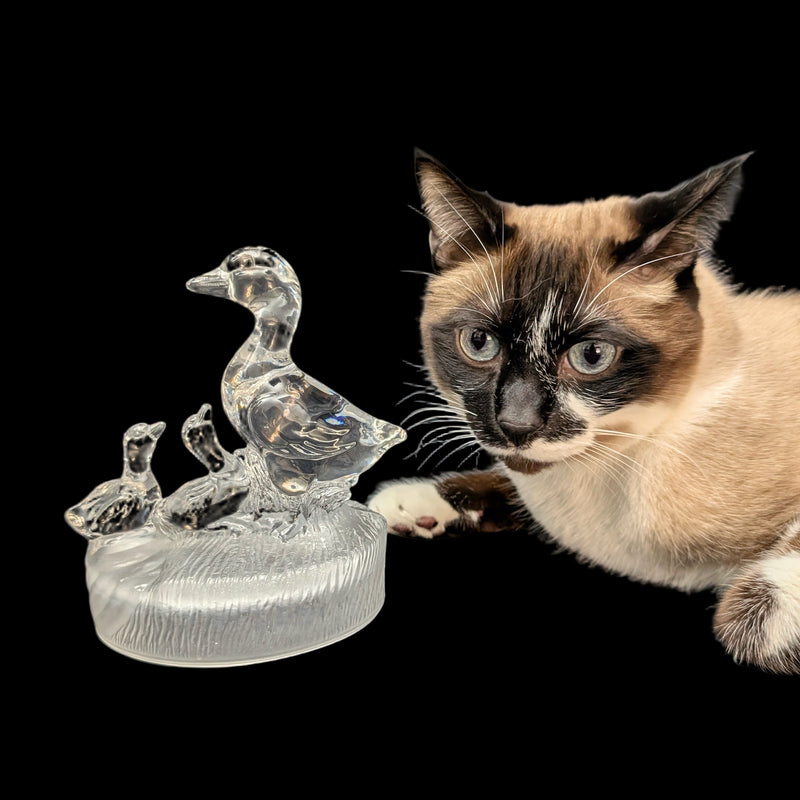 RCR Bleikristall-Gänsefamilienfigur von Royal Crystal Rock (Kristall, Italien), ca. 1980er Jahre 🦢💎🇮🇹