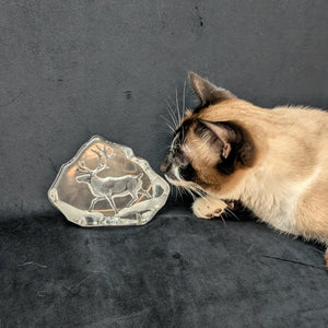 Crystal Reindeer Sculpture by Mats Jonasson – Hand-Etched Lead Crystal, Signed (Sweden), c. 1980 🦌💎🇸🇪