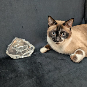 Crystal Reindeer Sculpture by Mats Jonasson – Hand-Etched Lead Crystal, Signed (Sweden), c. 1980 🦌💎🇸🇪