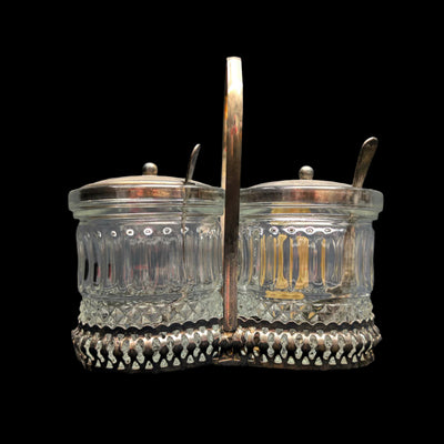 Raimond Hand Made Crystal Canister Set by Raimond (Vintage, Silver-Plated), Circa 1950s-1960s 💎🇬🇧✨