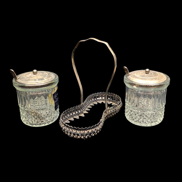 Raimond Hand Made Crystal Canister Set by Raimond (Vintage, Silver-Plated), Circa 1950s-1960s 💎🇬🇧✨