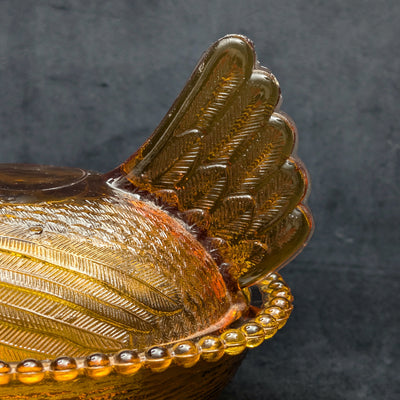 Vintage Amber Glass Hen on Nest Dish by Unknown Maker (Rustic, Collectible), Circa 1950s 🐔🥚🏡