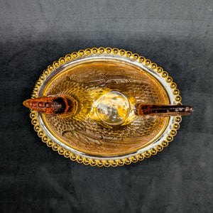 Vintage Amber Glass Hen on Nest Dish – Beaded Rim, Farmhouse Collectible (c. 1960) 🐔🥚🏡