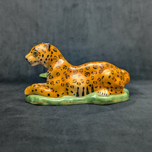 Lynn Chase Designs Serving Tray – "Jaguar Jungle" Porcelain, Two-Piece Wildlife Leaf Set (Hungary), c. 2006 🐆🌿✨