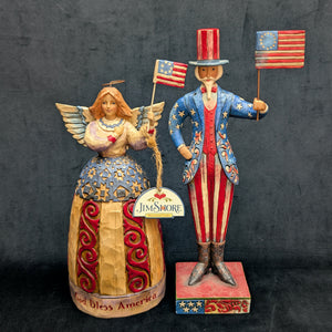 Jim Shore Heartwood Creek Patriotic Figurines by Jim Shore (Set of 2, Folk Art), 2002 & 2007 🇺🇸🗽✨
