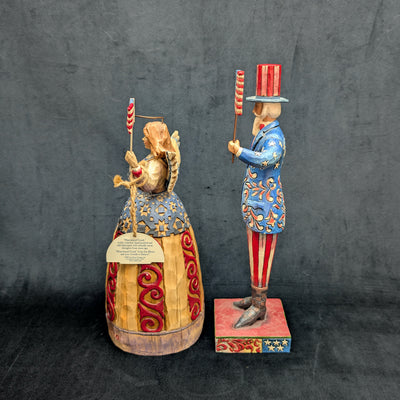 Jim Shore Heartwood Creek Patriotic Figurines by Jim Shore (Set of 2, Folk Art), 2002 & 2007 🇺🇸🗽✨