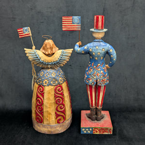 Jim Shore Heartwood Creek Patriotic Figurines by Jim Shore (Set of 2, Folk Art), 2002 & 2007 🇺🇸🗽✨