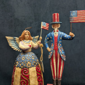 Jim Shore Heartwood Creek Patriotic Figurines by Jim Shore (Set of 2, Folk Art), 2002 & 2007 🇺🇸🗽✨