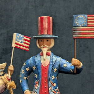 Jim Shore Heartwood Creek Patriotic Figurines by Jim Shore (Set of 2, Folk Art), 2002 & 2007 🇺🇸🗽✨