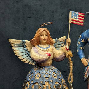 Jim Shore Heartwood Creek Patriotic Figurines by Jim Shore (Set of 2, Folk Art), 2002 & 2007 🇺🇸🗽✨