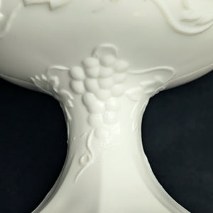 Vintage Milk Glass Pedestal Compote – Grapevine Relief Pattern, American Pressed Glass (c. 1960) 🍇🥛🏡
