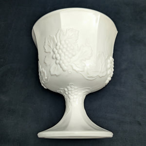 Vintage Milk Glass Pedestal Compote – Grapevine Relief Pattern, American Pressed Glass (c. 1960) 🍇🥛🏡