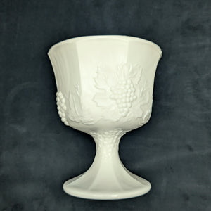 Vintage Milk Glass Pedestal Compote – Grapevine Relief Pattern, American Pressed Glass (c. 1960) 🍇🥛🏡