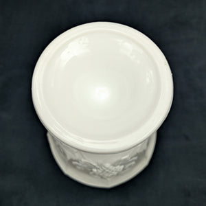 Vintage Milk Glass Pedestal Compote – Grapevine Relief Pattern, American Pressed Glass (c. 1960) 🍇🥛🏡