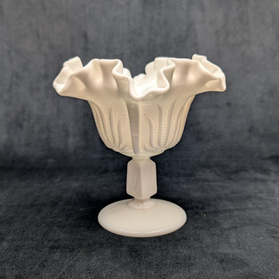 Vintage Fenton Milk Glass Compote by Fenton (Ruffled, Hobnail), Circa 1950s 🥛⚪✨