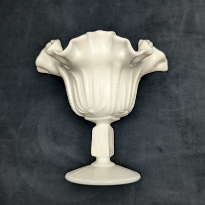 Vintage Fenton Milk Glass Compote by Fenton (Ruffled, Hobnail), Circa 1950s 🥛⚪✨