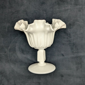 Vintage Fenton Milk Glass Compote – Hobnail Pattern, Ruffled Silver Crest (c. 1960) 🥛⚪✨