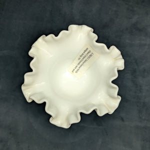 Vintage Fenton Milk Glass Compote – Hobnail Pattern, Ruffled Silver Crest (c. 1960) 🥛⚪✨