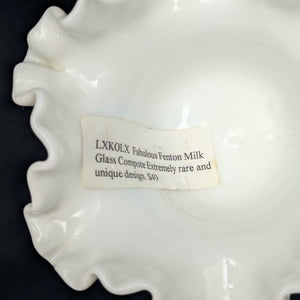Vintage Fenton Milk Glass Compote – Hobnail Pattern, Ruffled Silver Crest (c. 1960) 🥛⚪✨