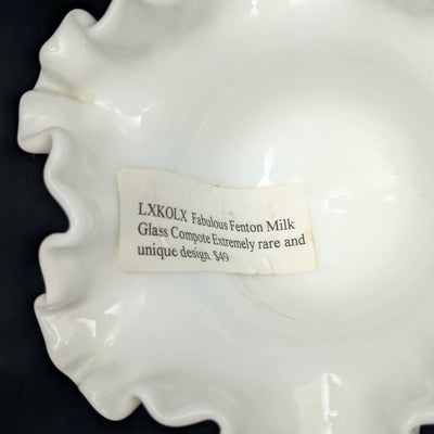 Vintage Fenton Milk Glass Compote by Fenton (Ruffled, Hobnail), Circa 1950s 🥛⚪✨