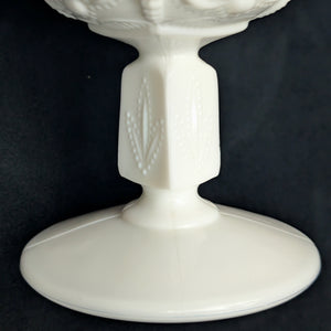 Vintage Fenton Milk Glass Compote – Hobnail Pattern, Ruffled Silver Crest (c. 1960) 🥛⚪✨