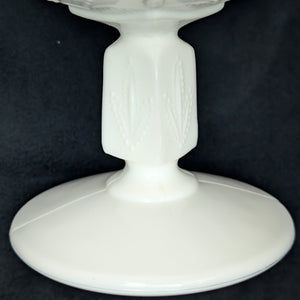 Vintage Fenton Milk Glass Compote – Hobnail Pattern, Ruffled Silver Crest (c. 1960) 🥛⚪✨