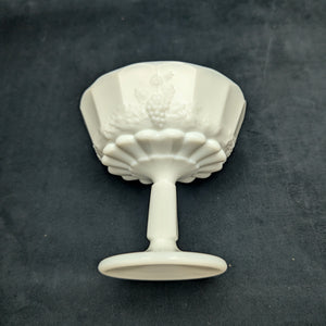Vintage Milk Glass Pedestal Compote – Paneled Grape Pattern, American Pressed Glass (c. 1960) 🍇🥛🏡