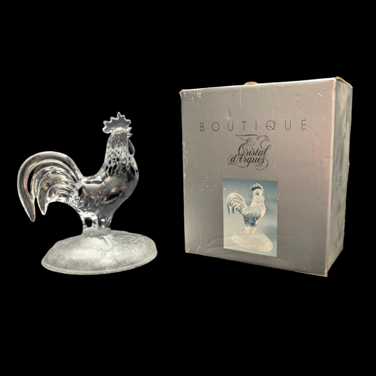 Cristal d'Arques Lead Crystal Rooster Figurine