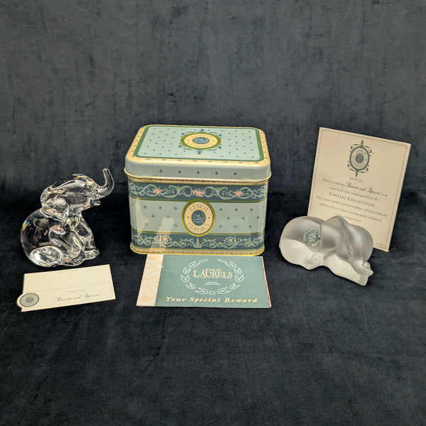 Lenox "Peanuts & Popcorn" Crystal Elephants by Lenox (Set of 2, Germany), Circa 2000s 🐘✨🇩🇪