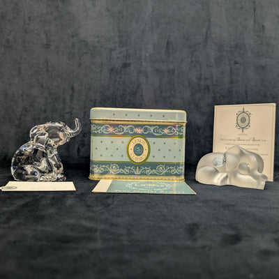 Lenox "Peanuts & Popcorn" Crystal Elephants by Lenox (Set of 2, Germany), Circa 2000s 🐘✨🇩🇪
