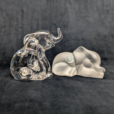 Lenox "Peanuts & Popcorn" Crystal Elephants by Lenox (Set of 2, Germany), Circa 2000s 🐘✨🇩🇪