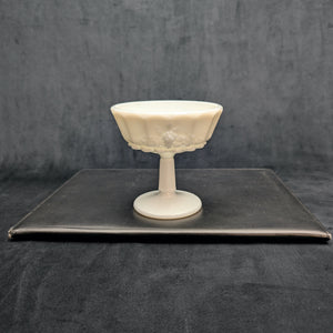 Vintage Milk Glass Pedestal Compote – Paneled Grape Pattern, American Pressed Glass (c. 1960) 🍇🥛🏡