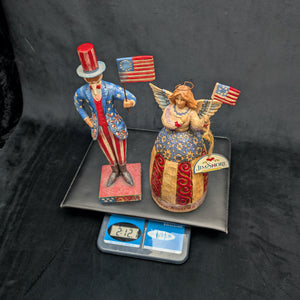 Jim Shore Heartwood Creek Patriotic Figurines by Jim Shore (Set of 2, Folk Art), 2002 & 2007 🇺🇸🗽✨