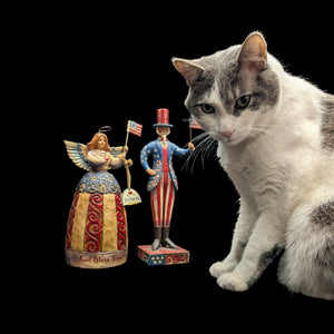 Jim Shore Heartwood Creek Patriotic Figurines by Jim Shore (Set of 2, Folk Art), 2002 & 2007 🇺🇸🗽✨