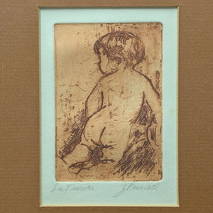 Joan Purcell, "La Tusche" (Original Etching, Signed), Circa 1970s 👶🎨✍️