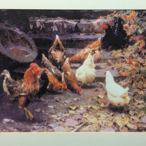 Ernesto Zepeda, "Chicken Farm" (Original Linocut Print, Signed, 12/50), Circa 1970s-1980s 🐔🚜🎨