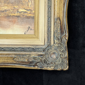 Unidentified Artist, "Cabin and Mountain Landscape" (Original Oil Painting), Circa 1960s-1970s 🏞️🏔️🎨