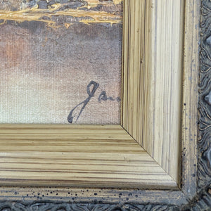 Unidentified Artist, "Cabin and Mountain Landscape" (Original Oil Painting), Circa 1960s-1970s 🏞️🏔️🎨