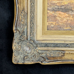 Unidentified Artist, "Cabin and Mountain Landscape" (Original Oil Painting), Circa 1960s-1970s 🏞️🏔️🎨