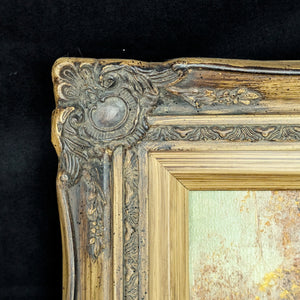 Unidentified Artist, "Cabin and Mountain Landscape" (Original Oil Painting), Circa 1960s-1970s 🏞️🏔️🎨