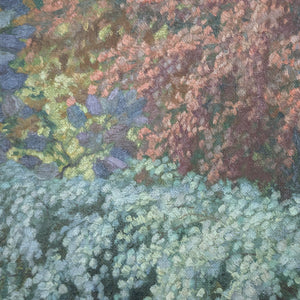 Original Oil Painting (Post-Impressionist Garden Landscape in Gold Frame), Attributed H. Hamm, Circa 1930s 🎨🌳🖼️