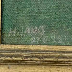 Original Oil Painting (Post-Impressionist Garden Landscape in Gold Frame), Attributed H. Hamm, Circa 1930s 🎨🌳🖼️