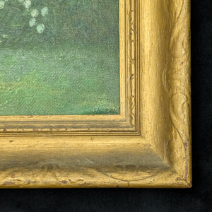 Original Oil Painting (Post-Impressionist Garden Landscape in Gold Frame), Attributed H. Hamm, Circa 1930s 🎨🌳🖼️