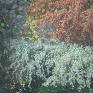 Original Oil Painting (Post-Impressionist Garden Landscape in Gold Frame), Attributed H. Hamm, Circa 1930s 🎨🌳🖼️
