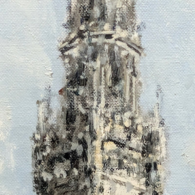 Pintura al óleo impresionista alemana de mediados de siglo de la Marienplatz de Múnich por Otto Hellmeier 🇩🇪