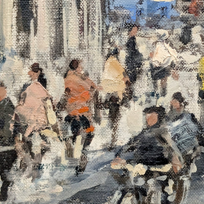 Pintura al óleo impresionista alemana de mediados de siglo de la Marienplatz de Múnich por Otto Hellmeier 🇩🇪